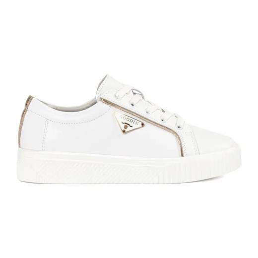 Goodin Skórzane białe sneakersy na grubej podeszwie ze sklepu ButyModne.pl w kategorii Buty sportowe damskie - zdjęcie 179089829