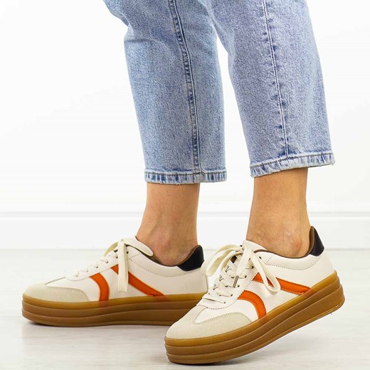Beżowe sneakersy damskie Jezzi News 9087 ze sklepu suzana.pl w kategorii Półbuty damskie - zdjęcie 179093785