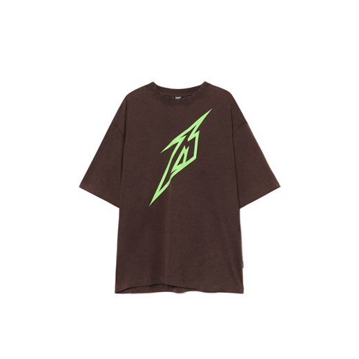 Cropp - Brązowy T-shirt z nadrukiem Metallica - brązowy Cropp S Cropp