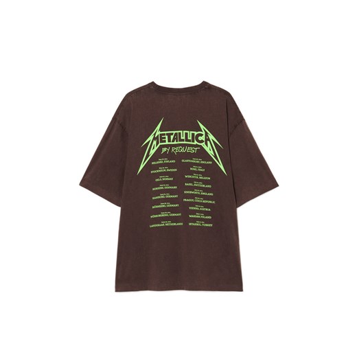 Cropp - Brązowy T-shirt z nadrukiem Metallica - brązowy Cropp XS Cropp