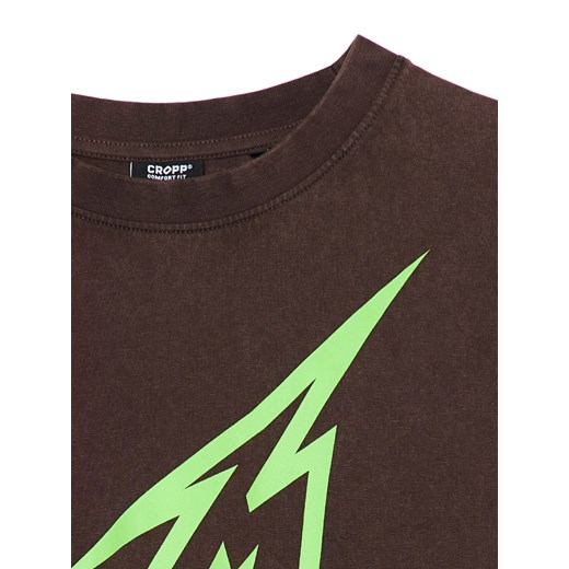 Cropp - Brązowy T-shirt z nadrukiem Metallica - brązowy Cropp S Cropp