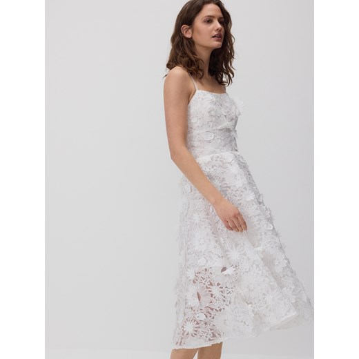 Reserved - Sukienka z kwiatową aplikacją - biały Reserved M Reserved