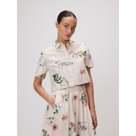 Reserved - Krótka koszula z bawełny - wielobarwny ze sklepu Reserved w kategorii Koszule damskie - zdjęcie 179095086