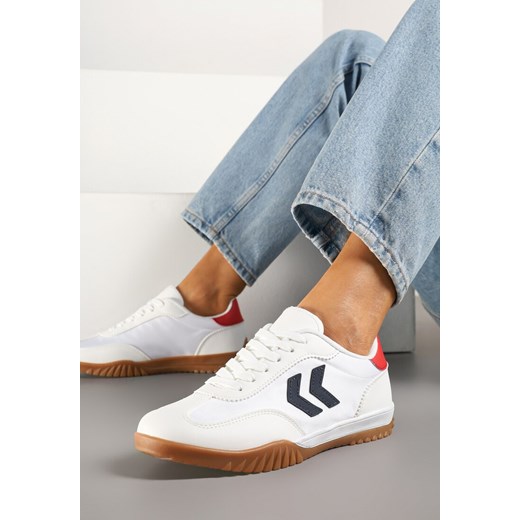 Biało-Czerwone Sneakersy Typu Kultowe Tenisówki Zdobione Przeszyciami Mepenna ze sklepu renee.pl w kategorii Buty sportowe damskie - zdjęcie 179097855