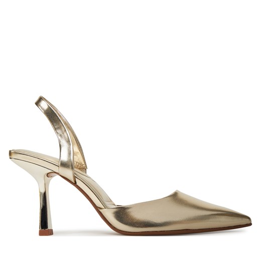 Złote sandały damskie Aldo z klamrą na szpilce na lato eleganckie 