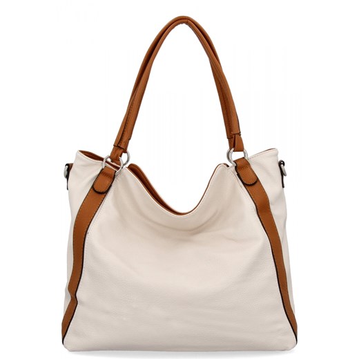 Torebka Damska Shopper Bag XL firmy Hernan HB0337 Beżowa/Ruda ze sklepu PaniTorbalska w kategorii Torby Shopper bag - zdjęcie 179098415