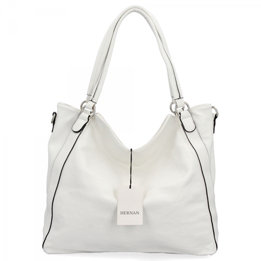Shopper bag Hernan biała ze skóry ekologicznej na ramię matowa młodzieżowa 