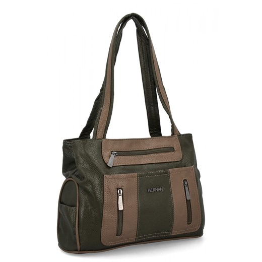 Torebka Damska Shopper Bag firmy Hernan 3892-1 Zielona/Ziemista ze sklepu PaniTorbalska w kategorii Torby Shopper bag - zdjęcie 179098905