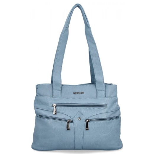 Torebka Damska Na Ramię Shopper Bag firmy Hernan 8006 Błękitna ze sklepu PaniTorbalska w kategorii Torby Shopper bag - zdjęcie 179098939