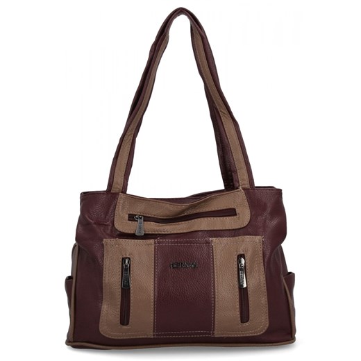 Torebka Damska Shopper Bag firmy Hernan 3892-1 Bordowa/Ziemista ze sklepu PaniTorbalska w kategorii Torby Shopper bag - zdjęcie 179099738