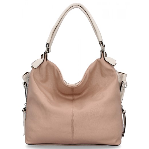 Uniwersalna Torebka Damska XL firmy Hernan HB0153 Pudrowy Róż/Beżowa ze sklepu PaniTorbalska w kategorii Torby Shopper bag - zdjęcie 179099767