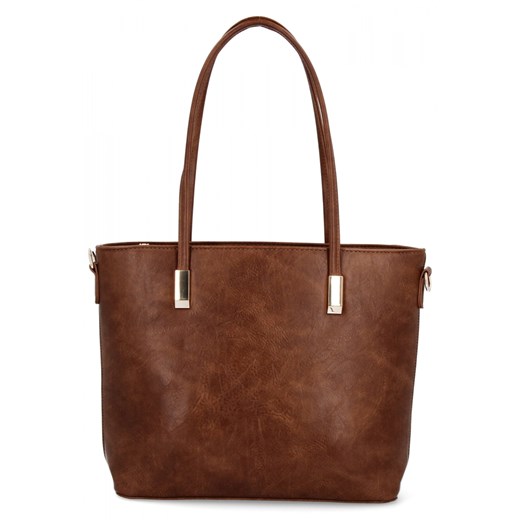 Klasyczna Torebka Damska rozmiar L firmy Herisson 26R537L Czekoladowa ze sklepu PaniTorbalska w kategorii Torby Shopper bag - zdjęcie 179100558