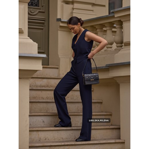 Mohito - Eleganckie granatowe spodnie - granatowy ze sklepu Mohito w kategorii Spodnie damskie - zdjęcie 179100598