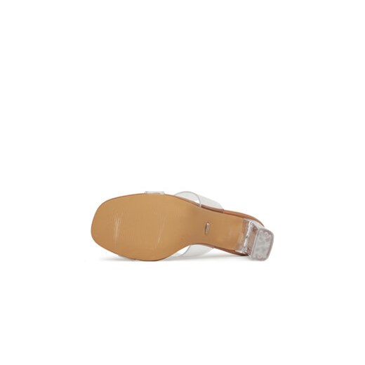 Klapki damskie DeeZee białe na obcasie na lato 