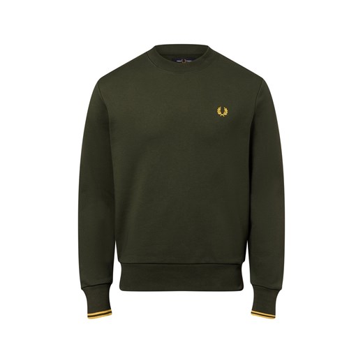 Fred Perry Męska bluza nierozpinana Mężczyźni khaki jednolity ze sklepu vangraaf w kategorii Bluzy męskie - zdjęcie 179105925
