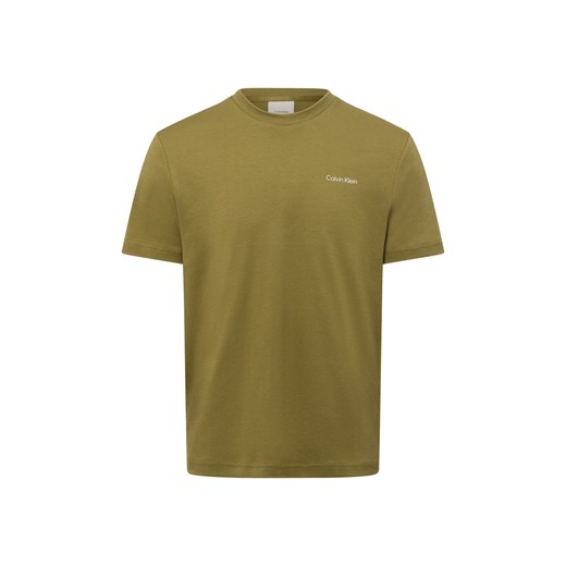 Calvin Klein Koszulka męska Mężczyźni Bawełna oliwkowy jednolity ze sklepu vangraaf w kategorii T-shirty męskie - zdjęcie 179105937
