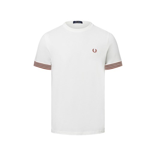 Fred Perry Koszulka męska Mężczyźni Bawełna écru jednolity ze sklepu vangraaf w kategorii T-shirty męskie - zdjęcie 179105939