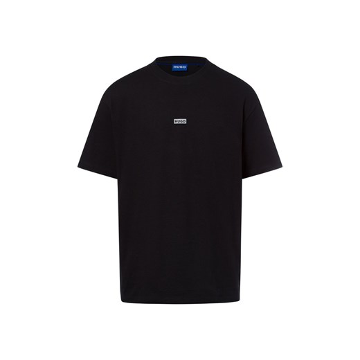 HUGO BLUE Koszulka męska - Nalono Mężczyźni Bawełna czarny jednolity ze sklepu vangraaf w kategorii T-shirty męskie - zdjęcie 179105946