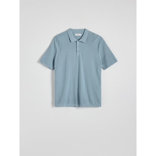 Reserved - Bawełniany sweter polo - jasnoniebieski Reserved XL okazja Reserved