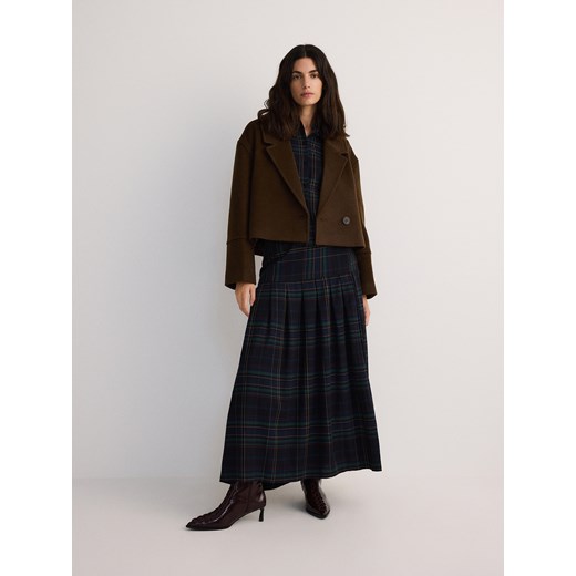 Reserved - Krótka kurtka z wełną - brązowy Reserved L wyprzedaż Reserved