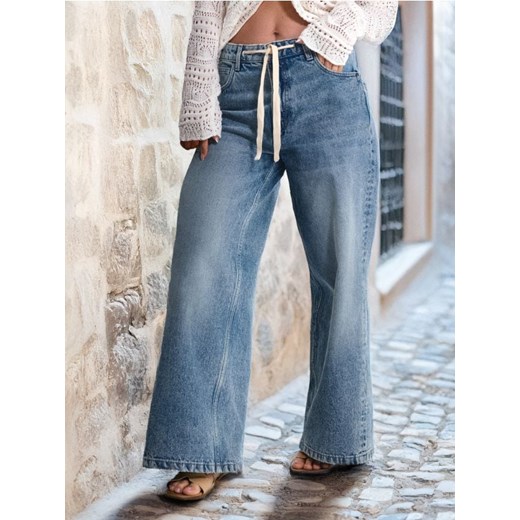 Sinsay - Jeansy wide leg high waist - niebieski ze sklepu Sinsay w kategorii Jeansy damskie - zdjęcie 179112356