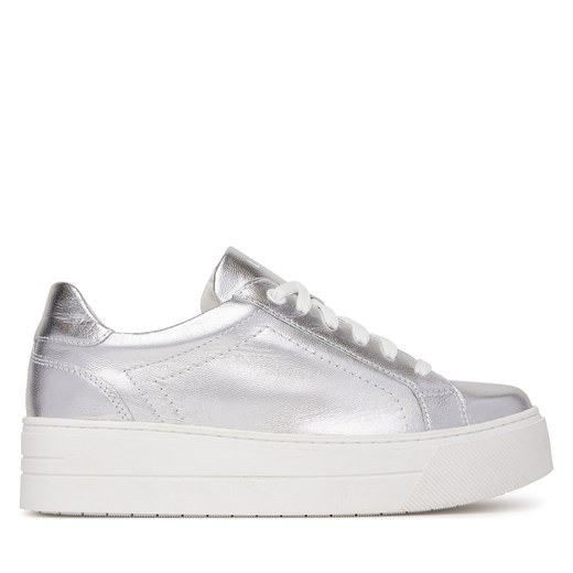 Srebrne buty sportowe damskie Lasocki sneakersy sznurowane na platformie 