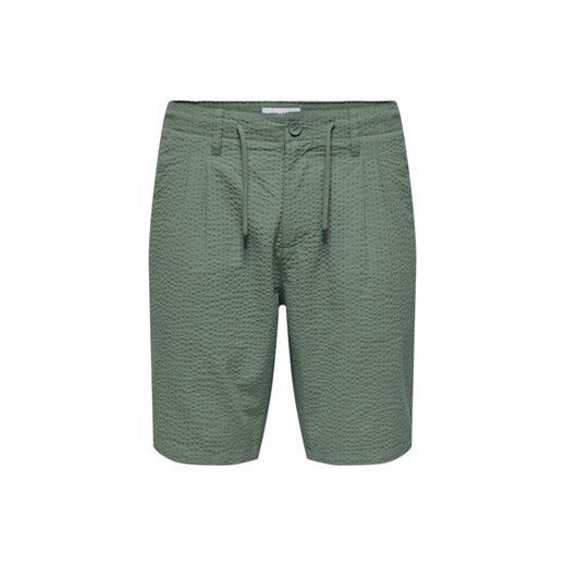 Only & Sons Szorty materiałowe Leo 22028301 Zielony Regular Fit ze sklepu MODIVO w kategorii Spodenki męskie - zdjęcie 179115645