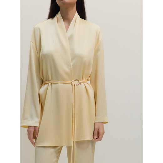 Reserved - Marynarka z ozdobnym wiązaniem - jasnożółty ze sklepu Reserved w kategorii Marynarki damskie - zdjęcie 179116999