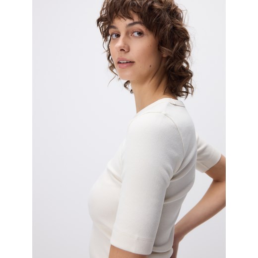 Bluzka damska Reserved casualowa z okrągłym dekoltem z krótkimi rękawami 