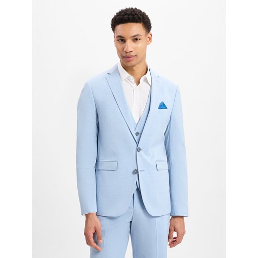 Finshley & Harding Męska kurtka modułowa - Oakland Mężczyźni Slim Fit jasnoniebieski marmurkowy ze sklepu vangraaf w kategorii Marynarki męskie - zdjęcie 179117398
