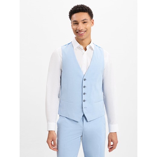 Finshley & Harding Męska kamizelka garniturowa - Alameda Mężczyźni Slim Fit jasnoniebieski marmurkowy ze sklepu vangraaf w kategorii Kamizelki męskie - zdjęcie 179117406