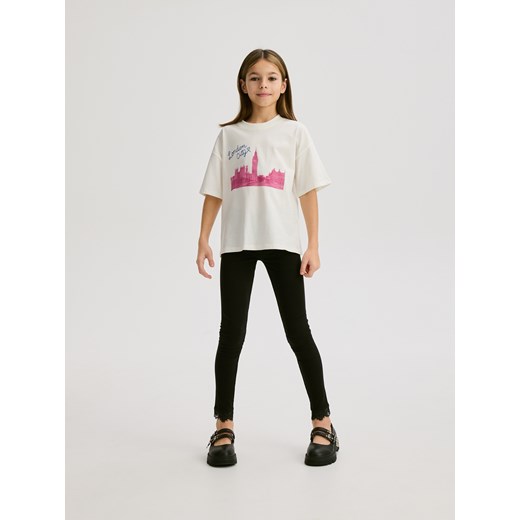 Reserved - Legginsy z koronkową wstawką - czarny Reserved 164 (13 lat) Reserved