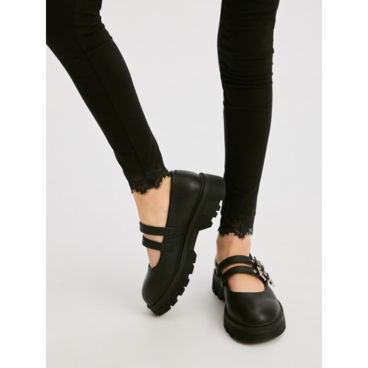 Reserved - Legginsy z koronkową wstawką - czarny Reserved 116 (5-6 lat) Reserved