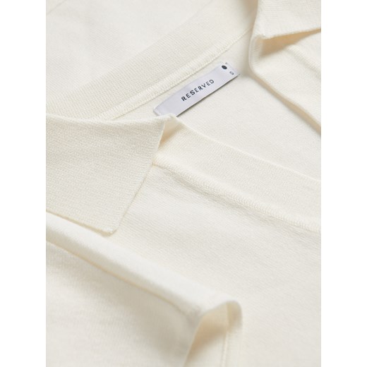 Bluzka damska Reserved z wiskozy z długim rękawem z dekoltem w serek 
