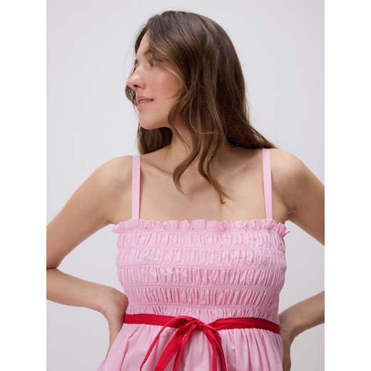 Reserved - Sukienka z kokardą - fuksja Reserved L Reserved