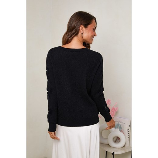 Czarny sweter damski Soft Cashmere casualowy 