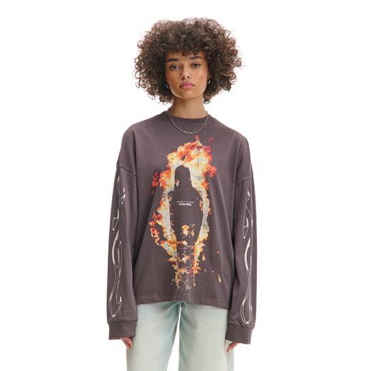 Cropp - Koszulka longsleeve Metro Boomin - szary ze sklepu Cropp w kategorii Bluzki damskie - zdjęcie 179121775