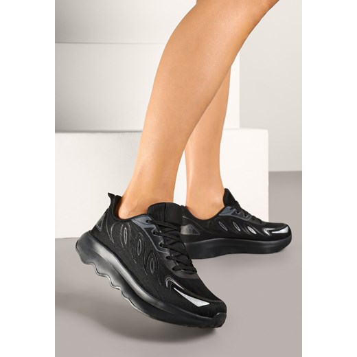 Czarne Sneakersy na Podeszwie z Pianki Zdobione Geometrycznymi Detalami Ulianavia ze sklepu renee.pl w kategorii Buty sportowe damskie - zdjęcie 179122228