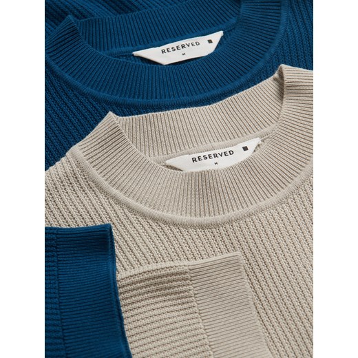 Reserved - Bawełniany sweter z krótkim rękawem - niebieski Reserved L Reserved