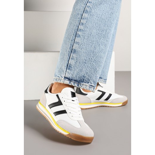 Białe Sneakersy z Geometrycznym Wzorem Naitiel ze sklepu born2be.pl w kategorii Buty sportowe damskie - zdjęcie 179122855