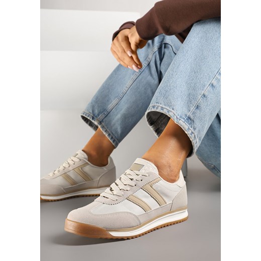Beżowe Sneakersy Ozdobione Paskami Nairalina ze sklepu renee.pl w kategorii Buty sportowe damskie - zdjęcie 179124435