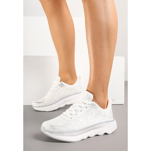 Białe Sneakersy na Podeszwie z Pianki Zdobione Geometrycznymi Detalami Ulianavia ze sklepu renee.pl w kategorii Buty sportowe damskie - zdjęcie 179124495