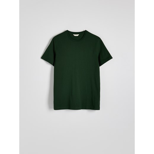 Reserved - Bawełniany t-shirt regular - ciemnozielony ze sklepu Reserved w kategorii T-shirty męskie - zdjęcie 179125405