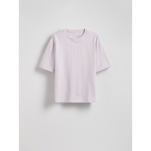 Reserved - Bawełniany t-shirt boxy - lawendowy Reserved XL Reserved