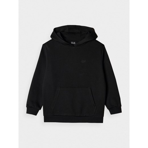 Dresowa bluza dziewczęca nierozpinana z kapturem 4F 4FJWMM00TSWSF1862 - czarna ze sklepu Sportstylestory.com w kategorii Bluzy dziewczęce - zdjęcie 179127687