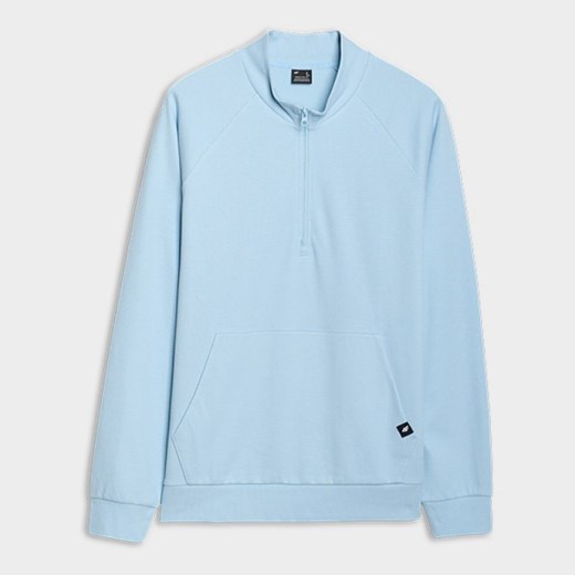 Męska bluza dresowa nierozpinana bez kaptura 4F 4FRSS25TSWSM2112 - niebieska ze sklepu Sportstylestory.com w kategorii Bluzy męskie - zdjęcie 179127778