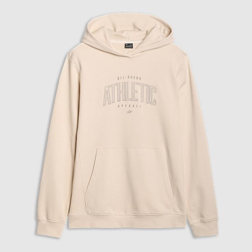 Męska bluza dresowa nierozpinana z kapturem 4F 4FRSS25TSWSM2201 - beżowa ze sklepu Sportstylestory.com w kategorii Bluzy męskie - zdjęcie 179127785