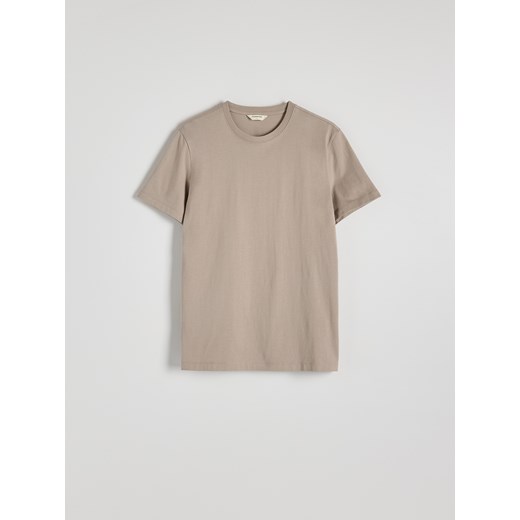 Reserved - Bawełniany t-shirt regular - beżowy ze sklepu Reserved w kategorii T-shirty męskie - zdjęcie 179128218