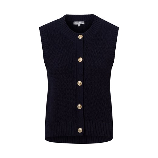 Marie Lund Sweter damski Kobiety Bawełna granatowy jednolity ze sklepu vangraaf w kategorii Kamizelki damskie - zdjęcie 179128305