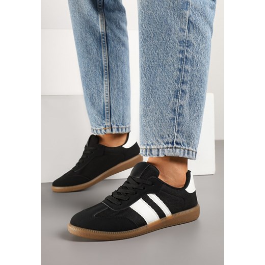 Czarne Sneakersy Tenisówki z Ozdobnymi Paskami Jenavena ze sklepu born2be.pl w kategorii Buty sportowe damskie - zdjęcie 179128398